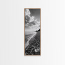 Pebble Beach, Gentle Waves, Coastal Calm, Framed Canvas Print, Minimalist Bathroom Wall Art, Nature Texture Decor, Seaside Zen, Office Wall Art