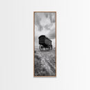 Covered Wagon Trail, Old West Scene, Vintage Rustic Art, Homestead Vibe, Framed Canvas Print, Farmhouse or Office Wall Art, Boho Bedroom