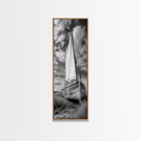 Weathered Sailboat Scene, Coastal Rustic Charm, Seafaring Wall Decor, Framed Canvas Print, Nautical Bathroom or Hallway Art, Ocean Decor