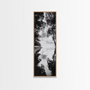 Misty Lake, Nature Reflection, Tranquil Waters, Monochrome Trees, Framed Canvas Print, Minimalist Wall Art, Bathroom or Hallway Decor
