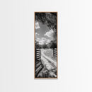 Country Road, Wooden Fence, Open Fields, Tree Shadows, Canvas Print, Rustic Farm Wall Art, Minimalist Nature Photography, Entryway Home Decor