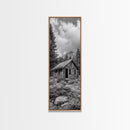 Rustic Cabin, Mountain Retreat, Forest Escape, Framed Canvas Print, Fall Nature Art, Cozy Lodge Decor, Bedroom or Den Wall Piece
