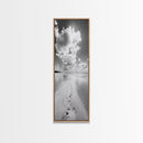 Footprints Beach Path, Ocean Shore Wall Art, Minimalist Seascape Style, Relaxing Bathroom Decor, Framed Canvas Print, Coastal Vibes