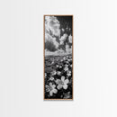 Ocean Flowers Art, Coastal Wildflower Print, Nature Boho Aesthetic, Beach House Wall Style, Framed Canvas Print, Moody Seaside Decor