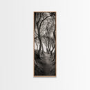 Twisted Trees, Enchanted Path, Forest Tunnel, Autumn Mood, Mystical Nature Framed Canvas Print, Fall Entryway Wall Art, Rustic Decor