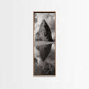 Monolith Reflection, Coastal Rock, Dramatic Seascape, Tidal Pool, Nature Inspired Framed Canvas Print, Modern Hallway Wall Art