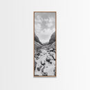 Snowy Pass, Winter Hike, Rocky Trail, Framed Canvas Print, Nature Lover Gift, Minimalist Mountain Art, Bedroom Wall Decor, Living Room Decor