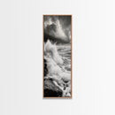 Stormy Sea, Crashing Waves, Ocean Fury, Nature Power Framed Canvas Print, Moody Living Room Wall Art, Dramatic Coastal Decor, Office Art