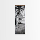 Tropical Beach, Surfboard Scene, Coastal Palms, Island Vibes, Canvas Print, Beach House Art, Summer Wall Decor, Boho Style