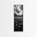 Wildflower Field, Alpine Meadow, Mountain Backdrop, Nature Print, Serene View, Framed Canvas Print, Living Room Wall Art, Rustic Farmhouse Decor