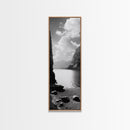 Fjord Mountain Lake, Scenic Nordic Landscape, Tranquil Nature Print, Minimalist Wall Art, Bedroom Decor, Framed Canvas Print