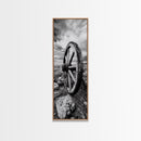 Prairie Wagon Wheel, Antique Rustic Wall Decor, Western Homestead Art, Barnhouse Style Print, Canvas Print, Fall Living Room Art