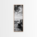 Lakeside Bench View, Peaceful Nature Scene, Tranquil Reflection Print, Minimalist Wall Decor, Zen Office Art, Framed Canvas Print