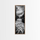 Wild River Path, Nature Wall Decor, Adventure Landscape, Monochrome Rapids, Framed Canvas Print, Rustic Living Room Wall Art, Moody Photography