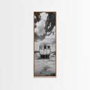 Vintage Camper, Cloudy Sky, Wanderlust Life, Desert Minimalism, Framed Canvas Print, Retro Travel Wall Art, Boho Bedroom Print, Office Art