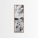 Sandy Trail, Dune Path, Footprints Grass, Canvas Print, Fall Coastal Decor, Boho Entryway Art, Black and White Beach Landscape