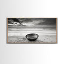 Solitary Bowl Beach, Ocean Waves Texture, Surreal Still Life Photo, Canvas Print, Entryway Wall Art, Minimalist Coastal Style
