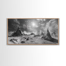 Desert Tent Scene, Surreal Tribal Landscape, Stormy Sky Tents, Canvas Print, Living Room Wall Art, Boho Nomad Aesthetic, Living Room Wall Art
