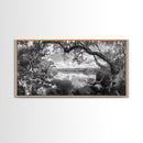 Tree Arch Reflection, Tranquil River View, Nature Canopy Water, Framed Canvas Print, Bedroom Wall Art, Zen Landscape Art, Cabin Decor