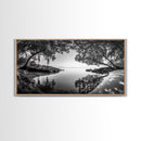 Tropical Shore Trees, Ocean Lagoon Stillness, Peaceful Island Cove, Canvas Print, Bathroom Wall Art, Minimalist Coastal Vibe, Cabin Decor