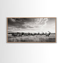 Elk Herd, Prairie Wildlife, Autumn Nature, Rustic Landscape, Framed Canvas Print, Western Wall Decor, Cabin Art, Living Room Print