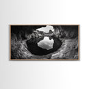 Sea Cave, Rocky Texture, Coastal Reflection, Natural Formations, Framed Canvas Print, Bathroom Art, Earthy Wall Decor, Zen Style