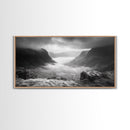 Foggy Valley, Highland Mist, Mountain View, Serene Landscape, Framed Canvas Print, Office Wall Art, Nature Escape, Zen Mountains