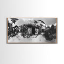 Tropical Beach Shack, Rustic Coastal Decor, Island Vibes, Palm Tree Jungle, Framed Canvas Print, Boho Living Room Wall Art