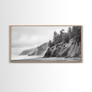 Pacific Coast Cliffs, Moody Nature Photography, Ocean View Landscape, Framed Canvas Print, Coastal Bedroom or Office Wall Art