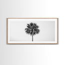 Minimal Palm Tree, Tropical Simplicity, Black and White Art, Framed Canvas Print, Modern Entryway or Minimalist Bathroom Wall Art