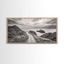 Coastal Cliff Path, Ocean View Trail, Windswept Grass Art, Seaside Wall Decor, Framed Canvas Print, Bedroom Art, Nature Lover Gift