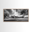 Southwestern Ranch Home, Texas House Scene, Peaceful Rural Living, Framed Canvas Print, Rustic Landscape Art, Living Room Decor