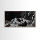 Jungle Snake Scene, Reptile Animal Art, Bold Black and White, Framed Canvas Print, Wildlife Decor, Man Cave or Study Wall Art