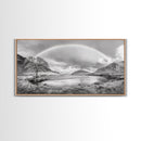 Rainbow, River Valley, Highland Scene, Minimalist Landscape Art, Framed Canvas Print, Entryway Decor, Rustic Nature Print, Calming Wall Art