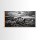 Abandoned Satchel, Coastal Mystery Art, Lost and Found Decor, Moody Beach Scene, Canvas Print, Study Wall Art, Nautical Rustic Aesthetic