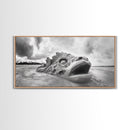 Dragon Head Sculpture, Beach Sand Art, Mythical Creature Decor, Fantasy Vibes, Framed Canvas Print, Game Room Wall Art, Office Wall Art