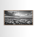 Flower Beach Shore, Coastal Blossoms, Pebble Flower Scene, Nature Bloom Decor, Canvas Print, Living Room Wall Art, Boho Art