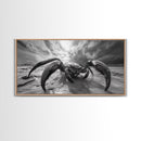 Giant Crab Close-Up, Beach Creature Art, Ocean Monster Print, Fantasy Wildlife Scene, Framed Canvas Print, Game Room Wall Art
