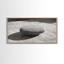 Zen Stone Focus, Natural Simplicity, Black and White Minimalist, Canvas Print, Spa Wall Art, Serene Bathroom Decor, Peaceful Aesthetic