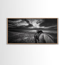 Horseback Beach, Sunset Ride, Equestrian Art, Moody Horizon Scene, Canvas Print, Cowboy Country Decor, Rustic Living Room Wall Art