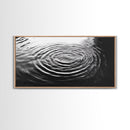 Water Ripples Zen, Abstract Motion, Monochrome Fluid Art, Canvas Print, Modern Minimalist Wall Art, Bathroom or Spa Room Decor