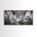 Ocean Splash, Sea Foam, Abstract Water, Coastal Waves, Framed Canvas Print, bathroom wall art, modern ocean photography, moody water art