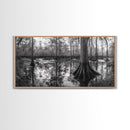 Swamp Trees, Cypress Water, Nature Reflections, Marsh Scene, Framed Canvas Print, rustic cabin decor, hallway wall art, forest wall print
