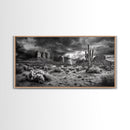 Desert Storm Scene, Lightning Landscape, Southwest Art, Dramatic Skies, Framed Canvas Print, Western Wall Art, Rustic Living Room Decor