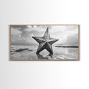 Weathered Star Sculpture, Coastal Symbol, Beach Art, Framed Canvas Print, Americana Wall Art, Entryway Decor, Rustic Beach House