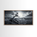 Windswept Tree, Coastal Landscape, Stormy Sky, Canvas Print, Desert Wall Art, Rustic Living Room Decor, Dramatic Minimalist Artwork