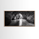 Ocean Cave Flow, Coastal Rock Wall Art, Moody Nature Seascape, Black White Beach Decor, Boho Bathroom Accent, Canvas Print, Monochrome Art