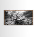 Coral Texture, Ocean Storm, Dramatic Sky, Sea Fossil, Framed Canvas Print, Coastal Nature Art, Fall Entryway Wall Decor, Cabin Wall Art