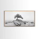 Solitary Tree, Minimalist Nature, Desert Landscape, Canvas Print, Modern Home Decor, Neutral Wall Art, Entryway Accent, Calm Mood Art