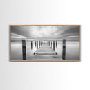 Wooden Dock Scene, Peaceful Lake Sunset, Minimalist Waterfront, Canvas Print, Zen Bedroom Wall Art, Tranquil Meditation Decor